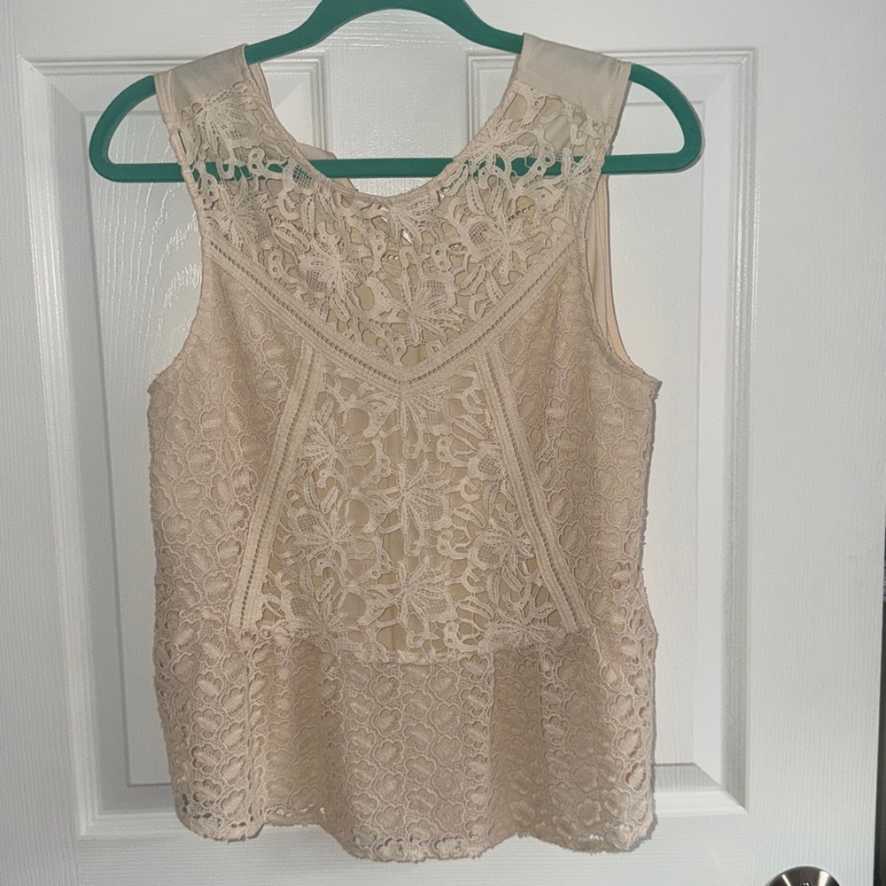 Anthropologie TINY Angelica Lace Top Size Small Beige Ecru